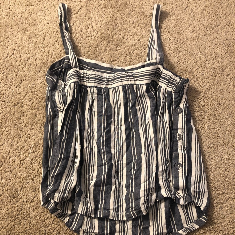 Striped Button Sides Tank Top - Picture 5 of 8